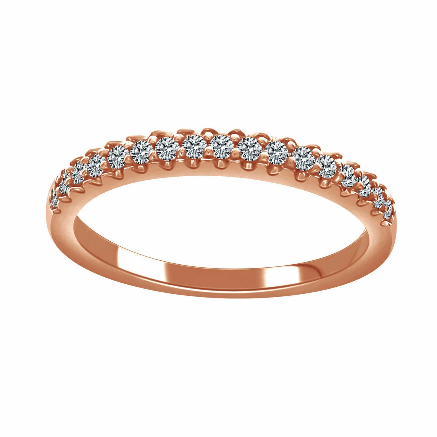 0.12 Ct Round Cut Diamond Half Eternity Anniversary Ring 14k Rose Gold Finish 925 Sterling Silver