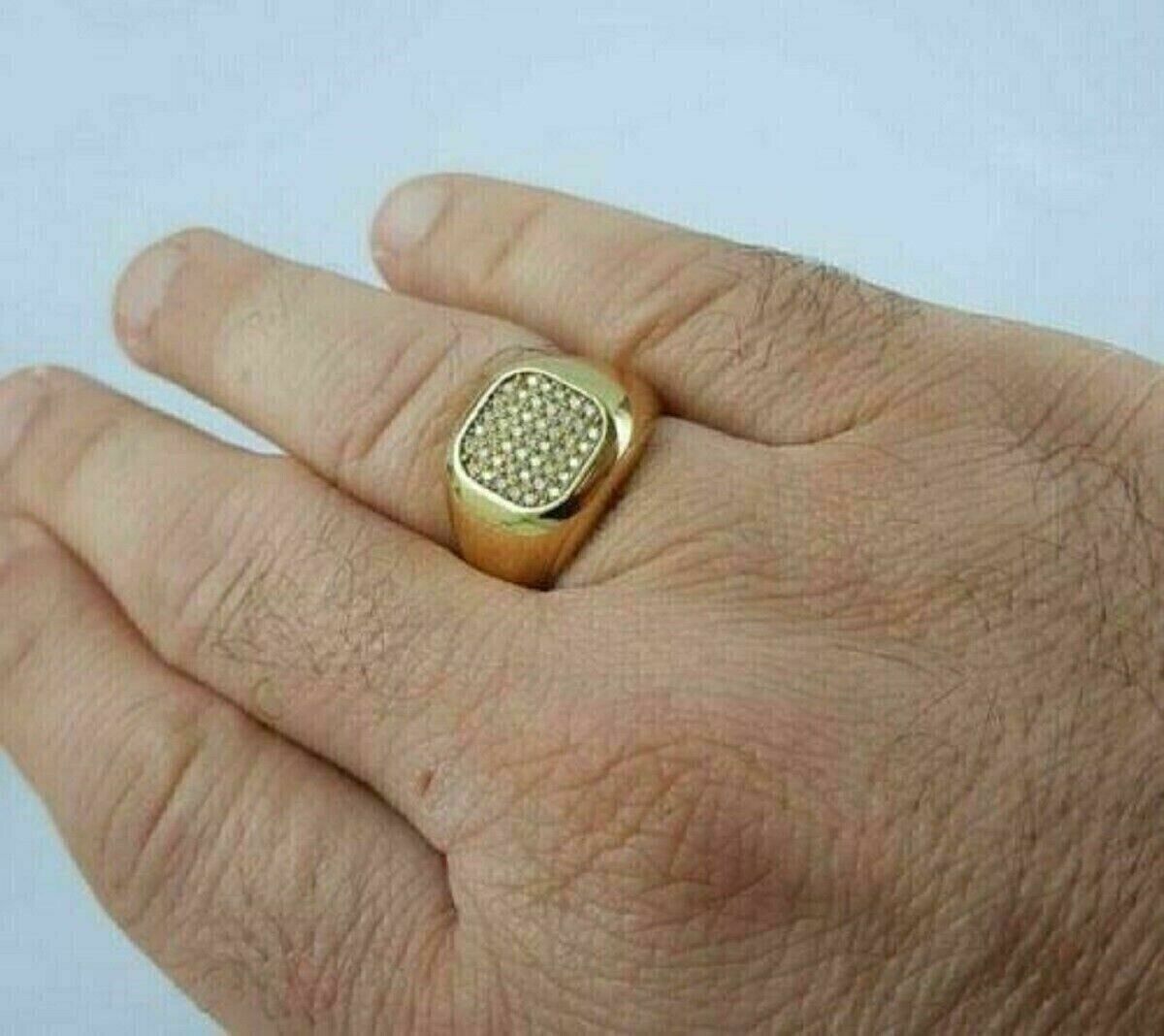 2.0 Ct Round Cut Diamond 14K Yellow Gold Over Cluster Engagement Wedding Ring 925 Sterling Silver