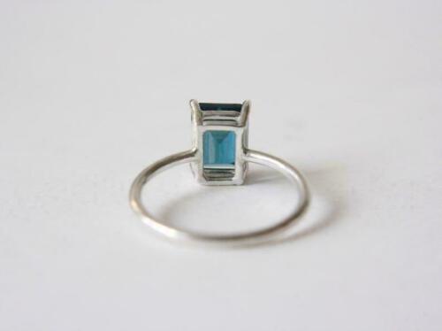 2 Ct Emerald Cut London Blue Topaz 14k White Gold Over On 925 Sterling Silver Solitaire Engagement Ring