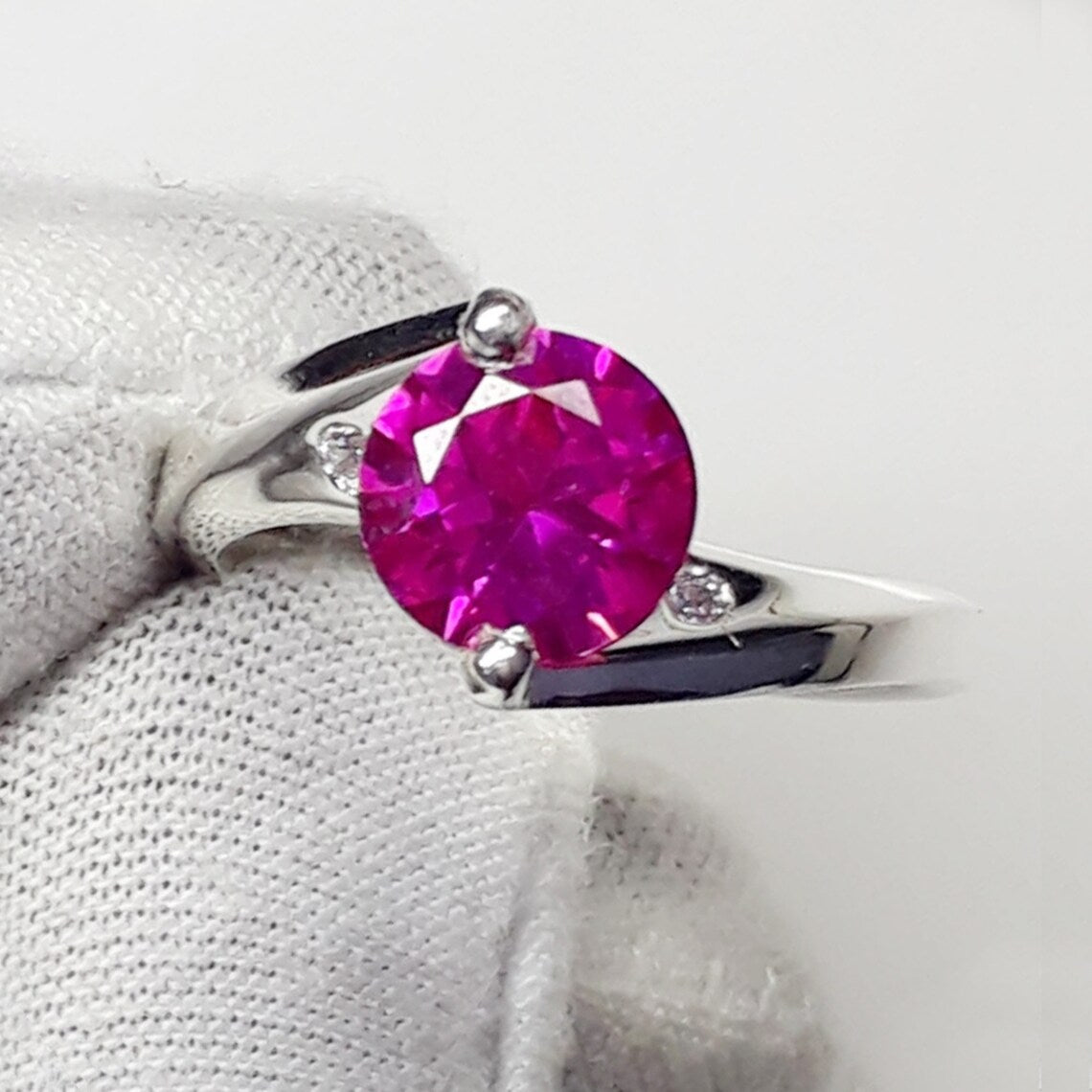 2 Ct Round Cut Pink Sapphire Diamond 14k White Gold Over 925 Sterling Silver Solitaire Bypass Ring - atjewels.in