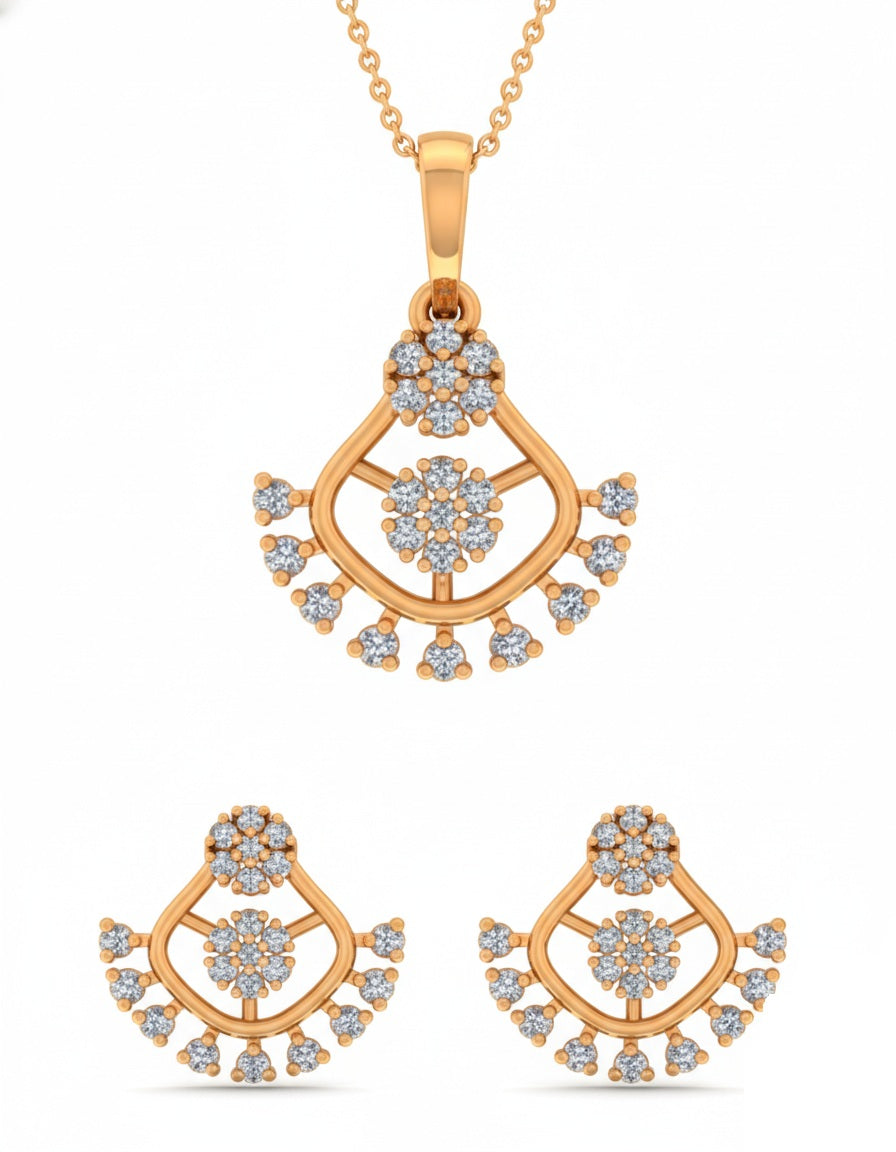SET | 9K Gold | IGI Certified Real Diamond | BIS Hallmarked | for Her | Modern Classic | Birthday & Anniversary Gift