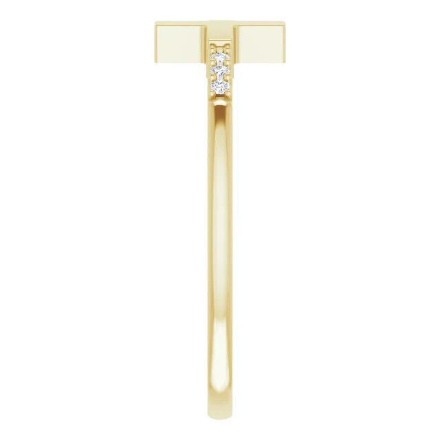 1 Ct Round Cut Diamond 14K Yellow Gold Finish Stackable Sideways Cross Anniversary Ring In 925 Sterling Silver