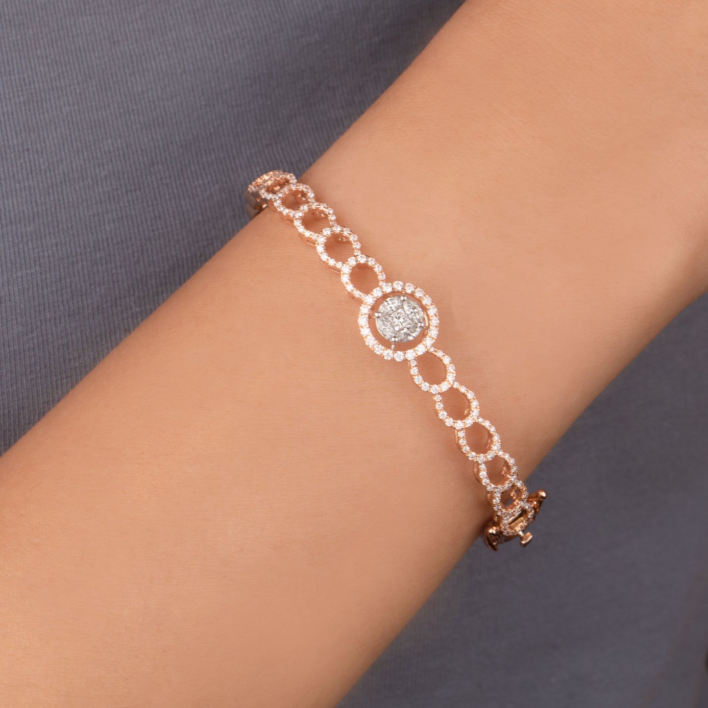 18K Rose Gold Diamond Kada - 1.18ct VVS-FG
