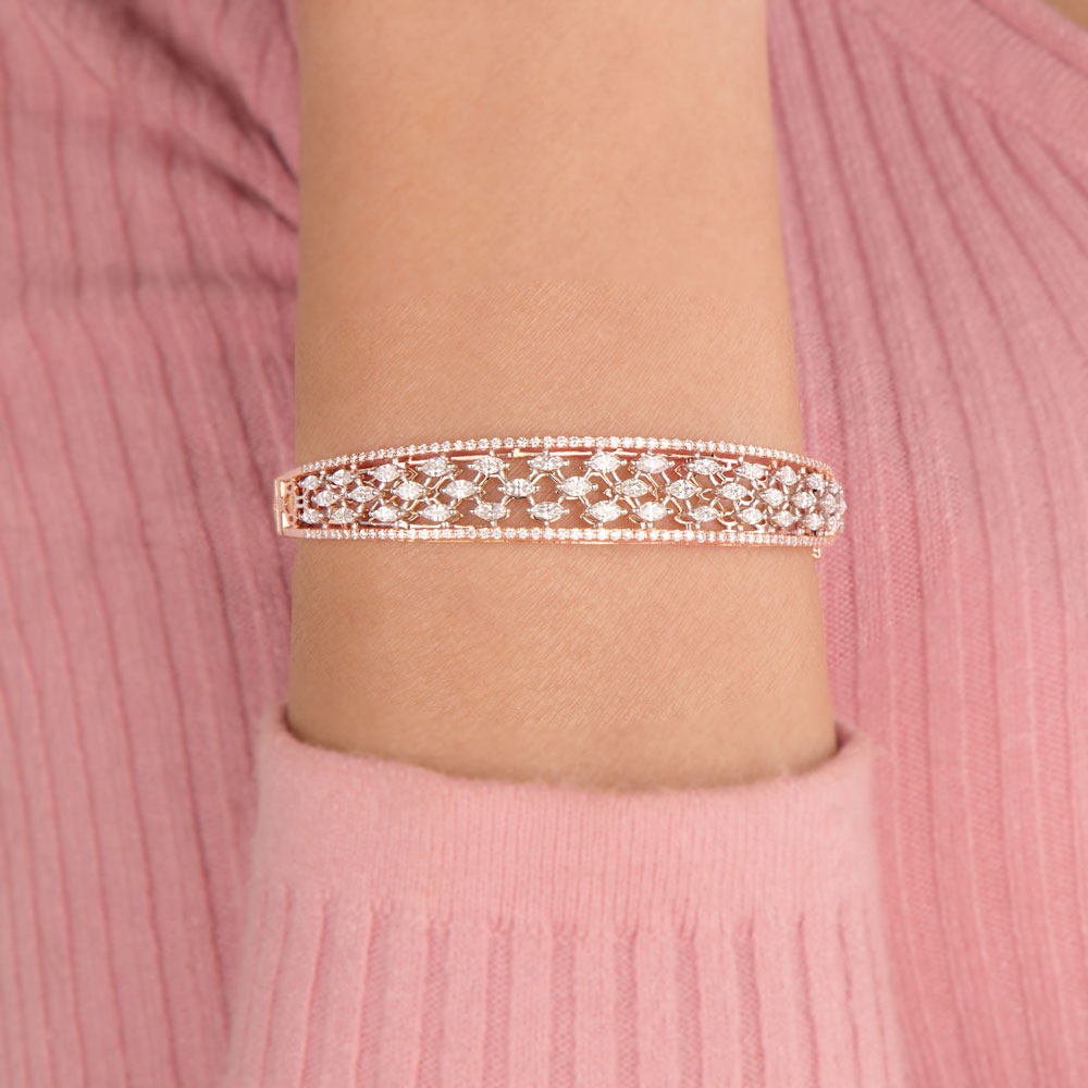 14K Rose Gold Diamond Kada - 2.42ct VS-FG