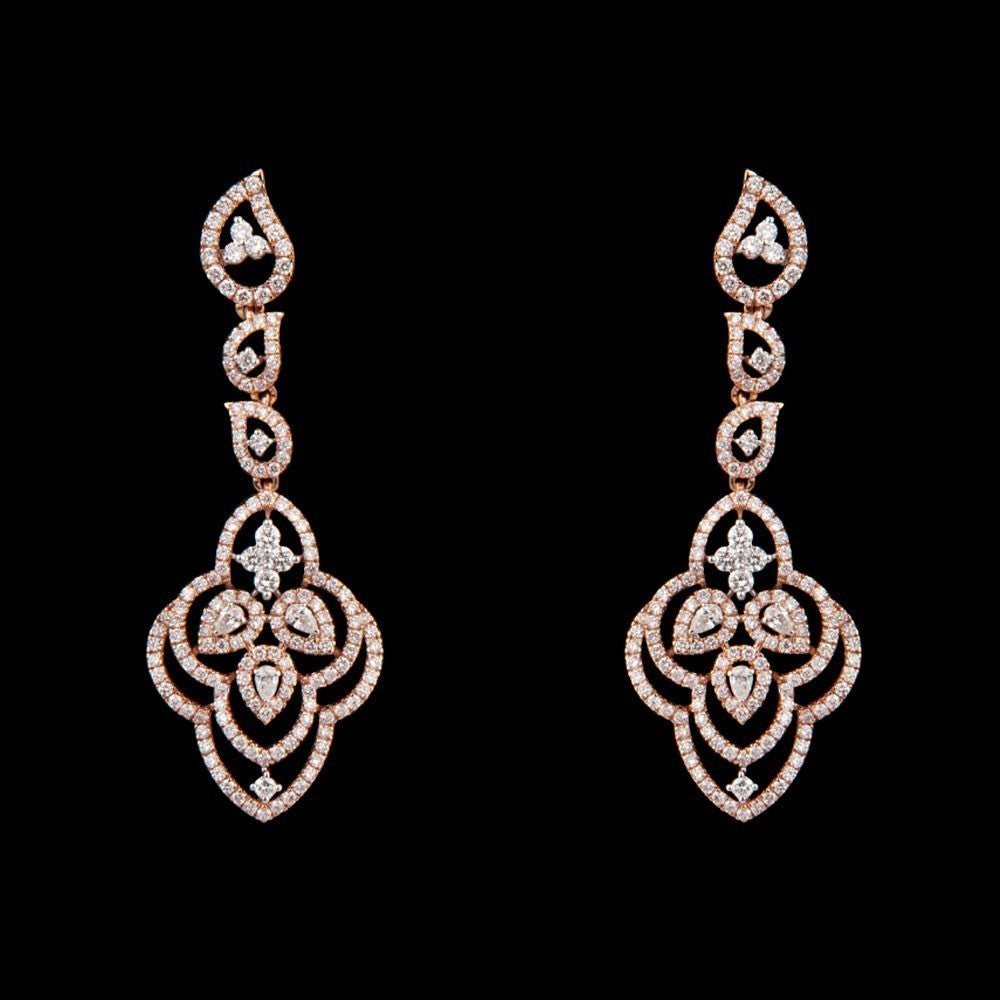 18K Rose Gold Diamond Earrings - 2.45ct VS-FG