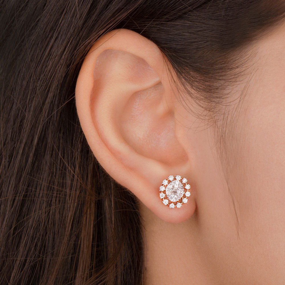 14K Rose Gold Diamond Earrings - 0.98ct VS-SI-FG