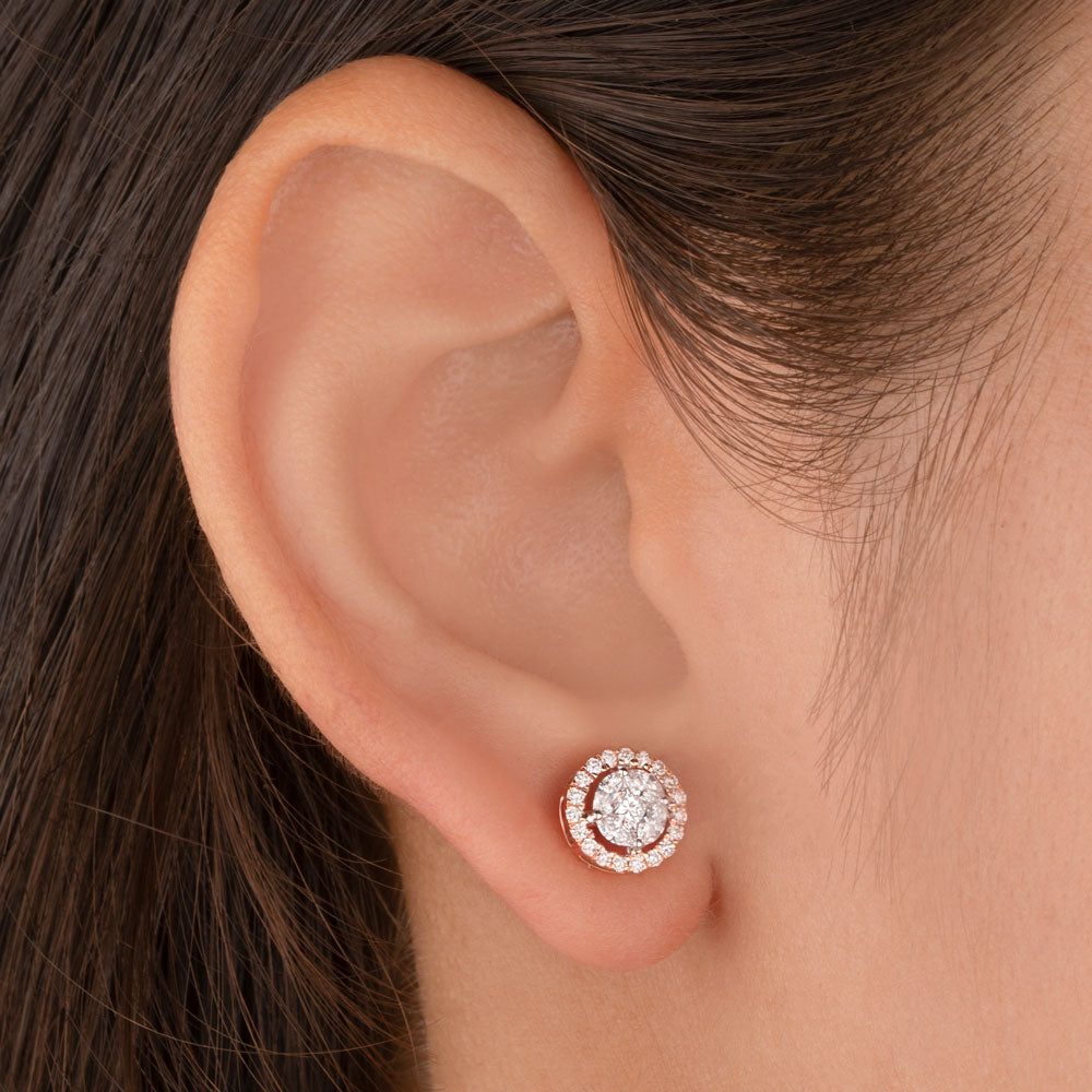 14K Rose Gold Diamond Earrings - 0.63ct VS-SI-FG
