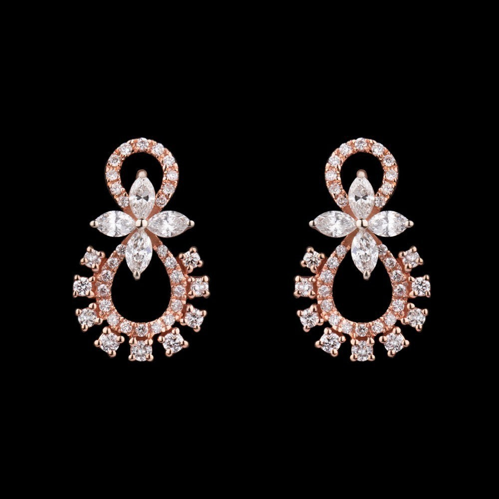 14K Rose Gold Diamond Earrings - 0.69ct VS-FG