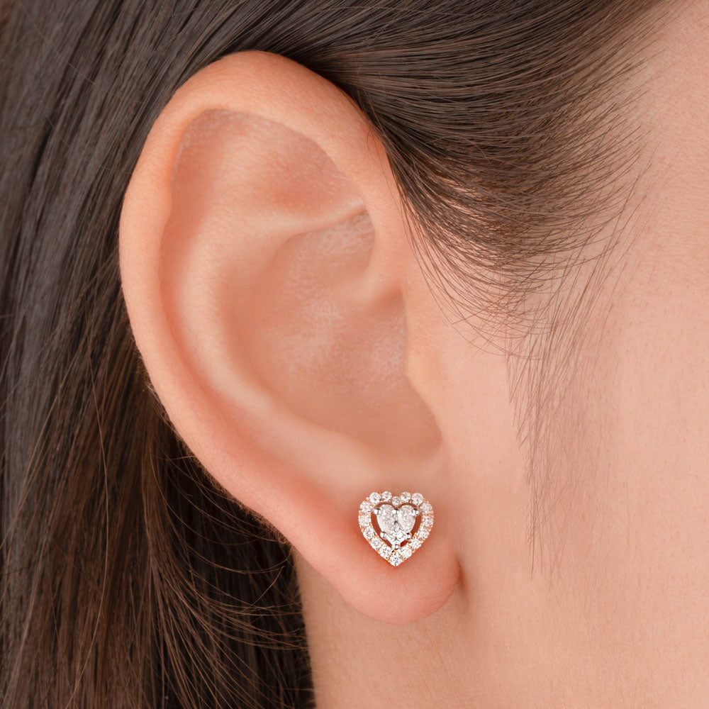 14K Rose Gold Diamond Earrings - 0.45ct VS-FG