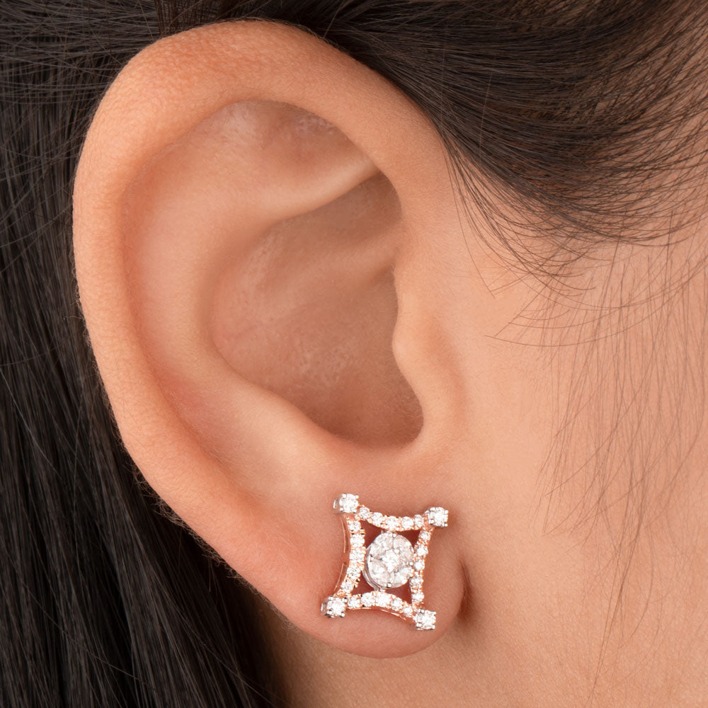 14K Rose Gold Diamond Earrings - 0.66ct SI-IJ
