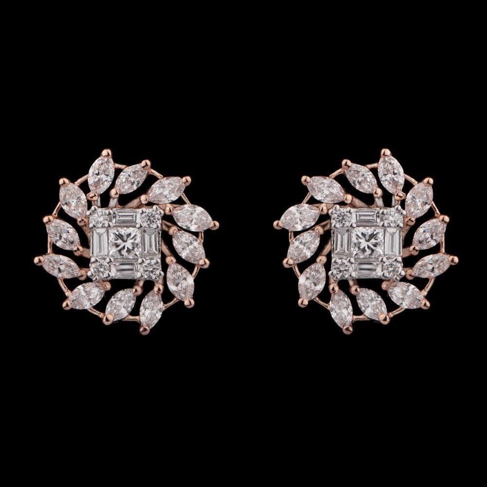18K Rose Gold Diamond Earrings - 1.22ct VS-SI-FG