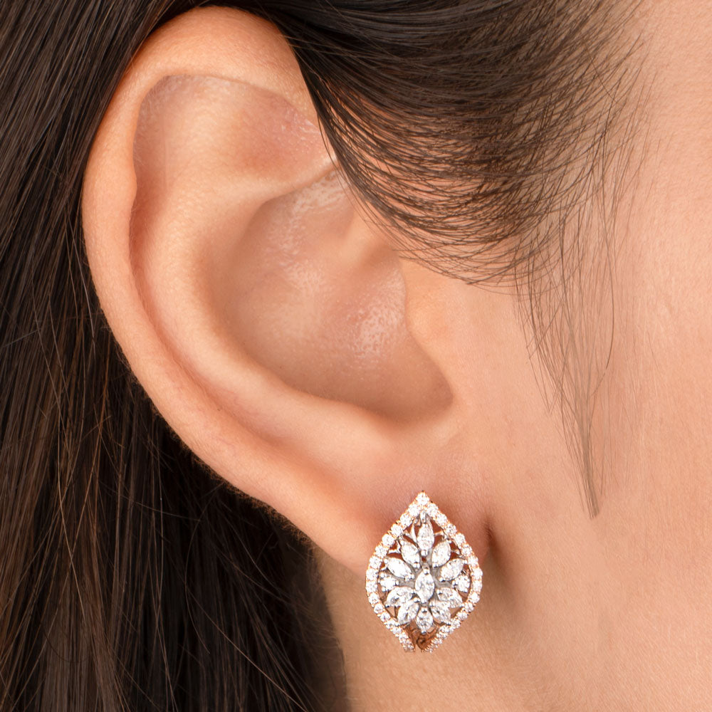 14K Rose Gold Diamond Earrings - 1.05ct VS-FG
