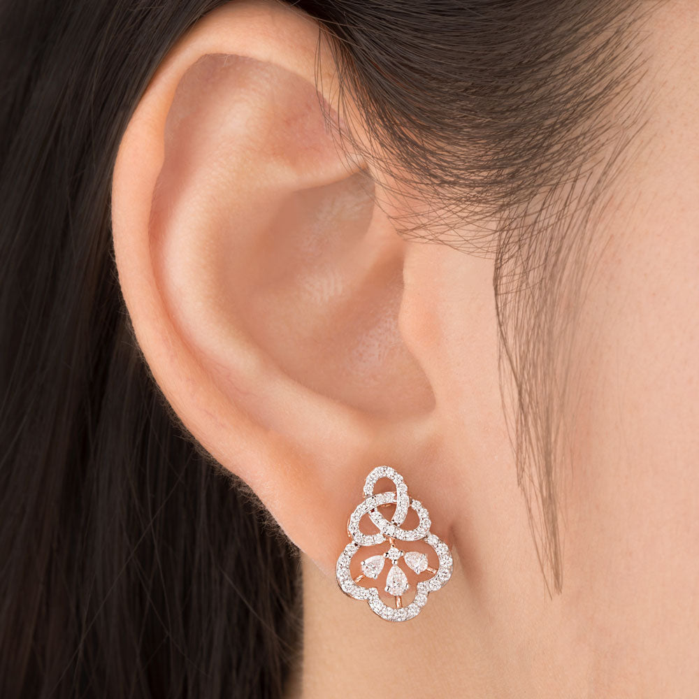 18K Rose Gold Diamond Earrings - 0.738ct VS-FG
