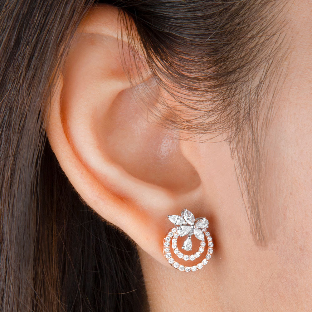 14K Rose Gold Diamond Earrings - 0.93ct VS-FG