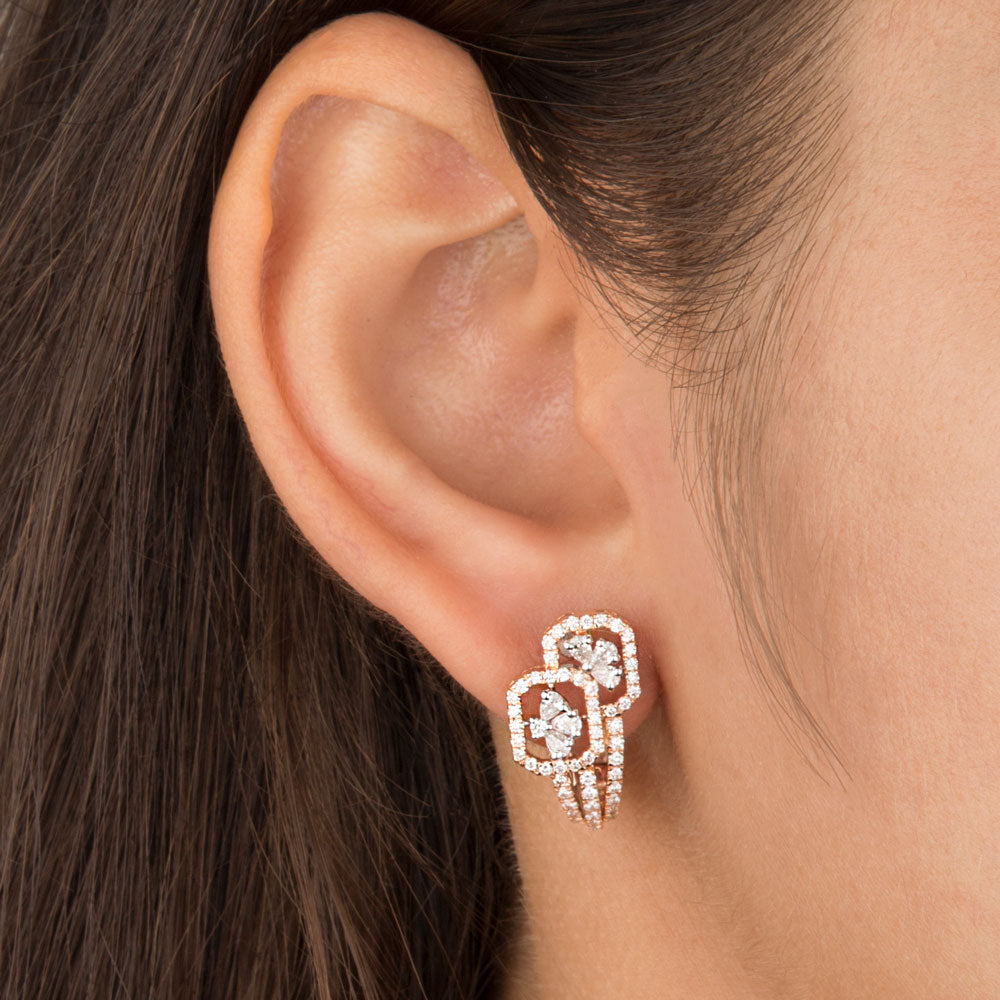 14K Rose Gold Diamond Earrings - 1.07ct VS-FG