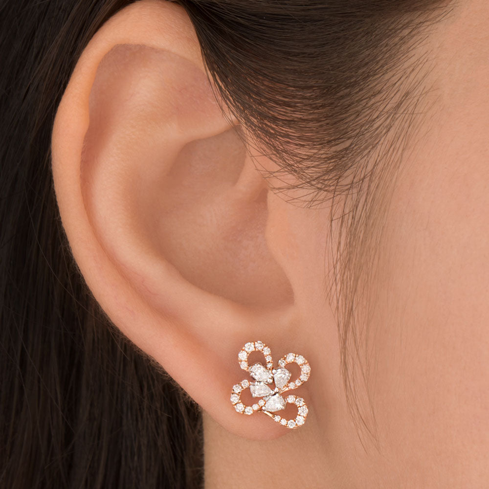 14K Rose Gold Diamond Earrings - 0.75ct VS-FG