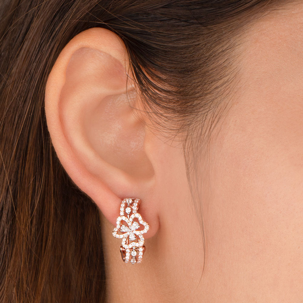 14K Rose Gold Diamond Earrings - 0.9ct VS-SI-FG
