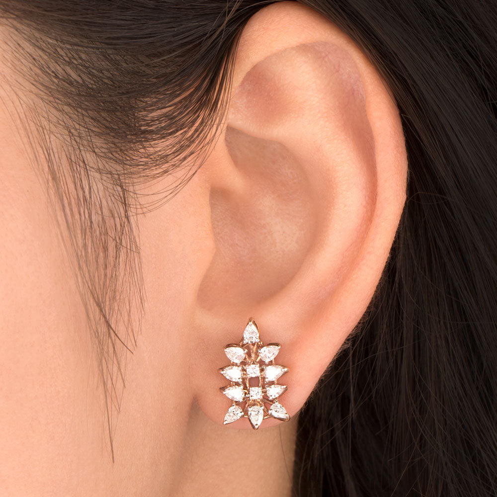 18K Rose Gold Diamond Earrings - 1.01ct SI-FG