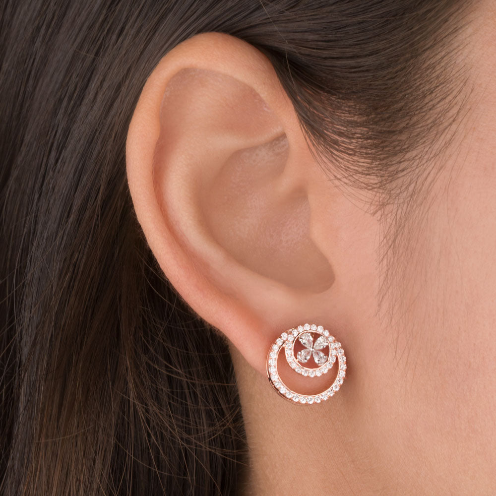 14K Rose Gold Diamond Earrings - 0.8ct VS-SI-FG