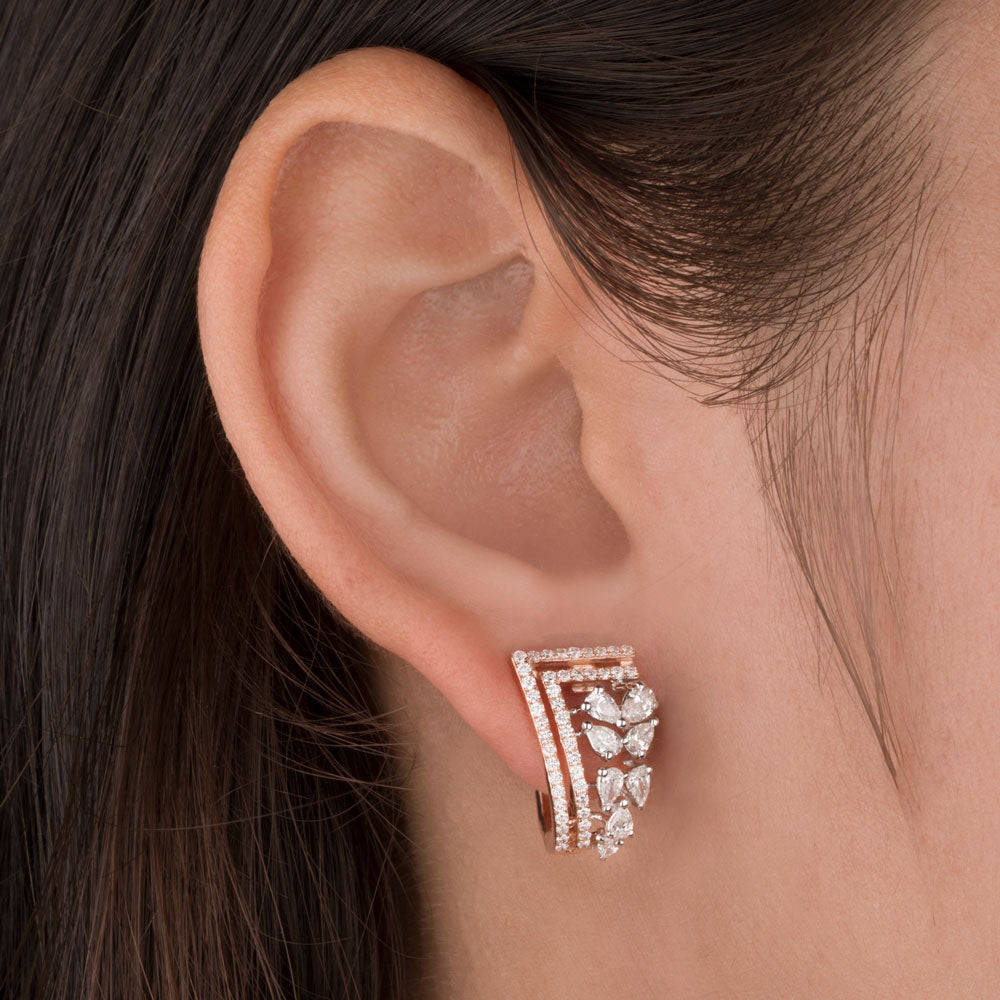 14K Rose Gold Diamond Earrings - 1.26ct VS-SI-FG
