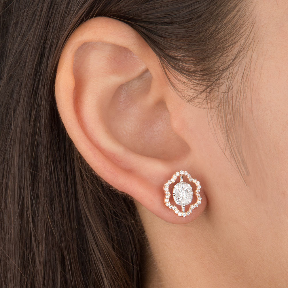 14K Rose Gold Diamond Earrings - 0.93ct VS-FG