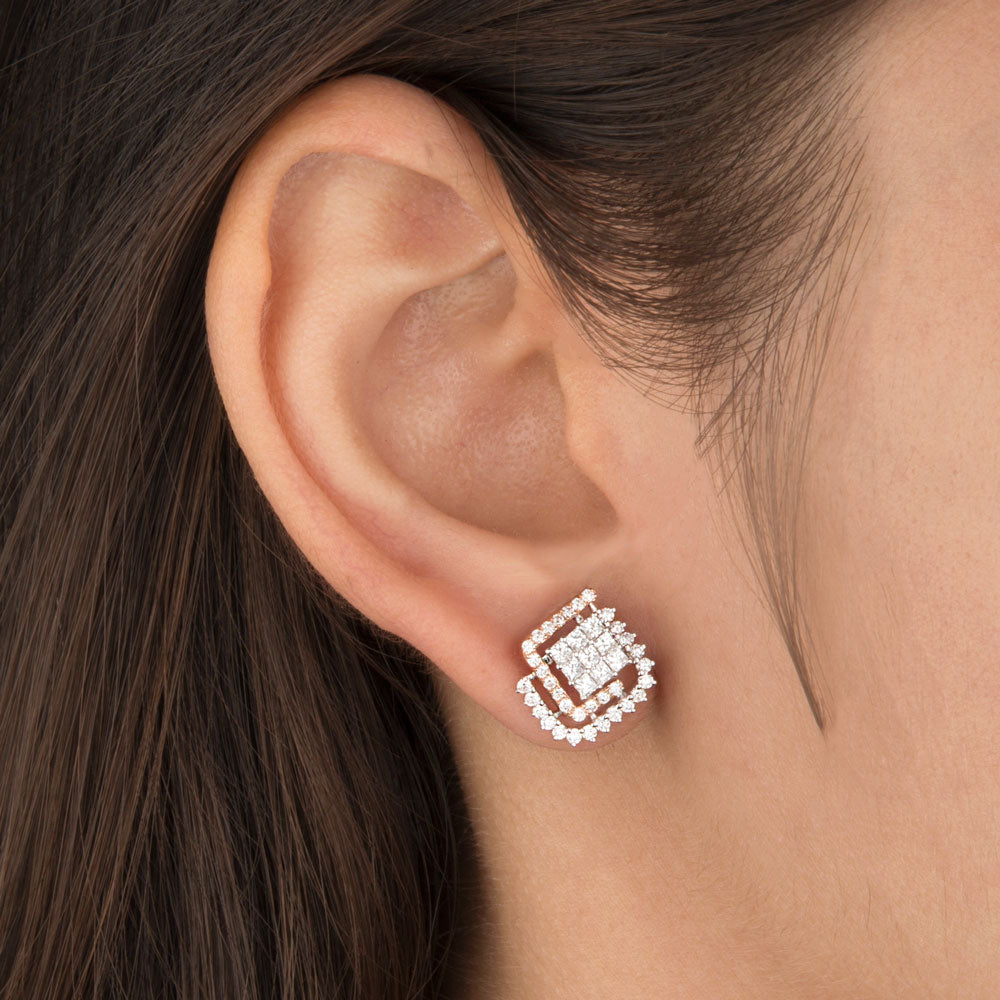 14K Rose Gold Diamond Earrings - 1.05ct VS-FG
