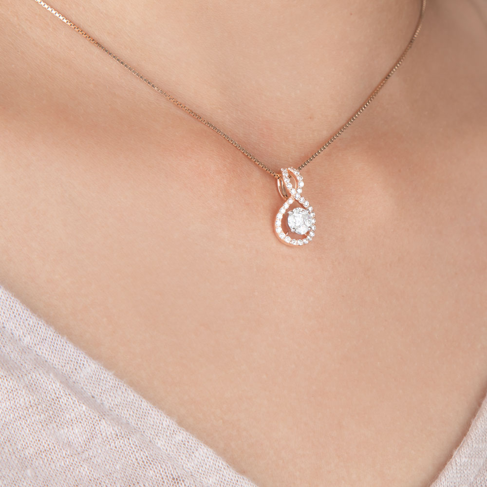 14K Rose Gold Diamond Pendant - 0.57ct SI-GH
