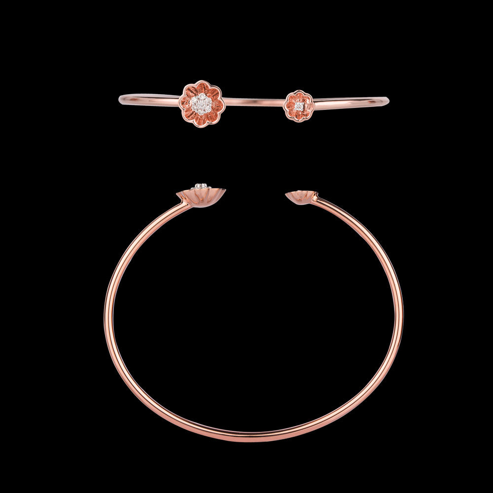 14K Rose Gold Diamond Kada - 0.12ct VVS-VS-FG