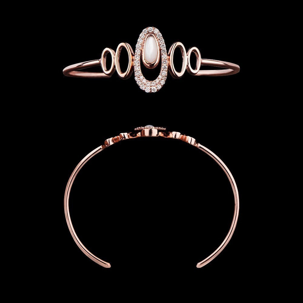 14K Rose Gold Diamond Kada - 0.57ct VVS-VS-GH with Colour Stones