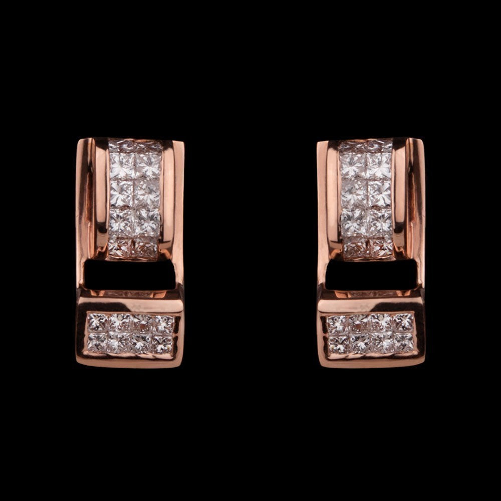 14K Rose Gold Diamond Earrings - 0.93ct SI-GH