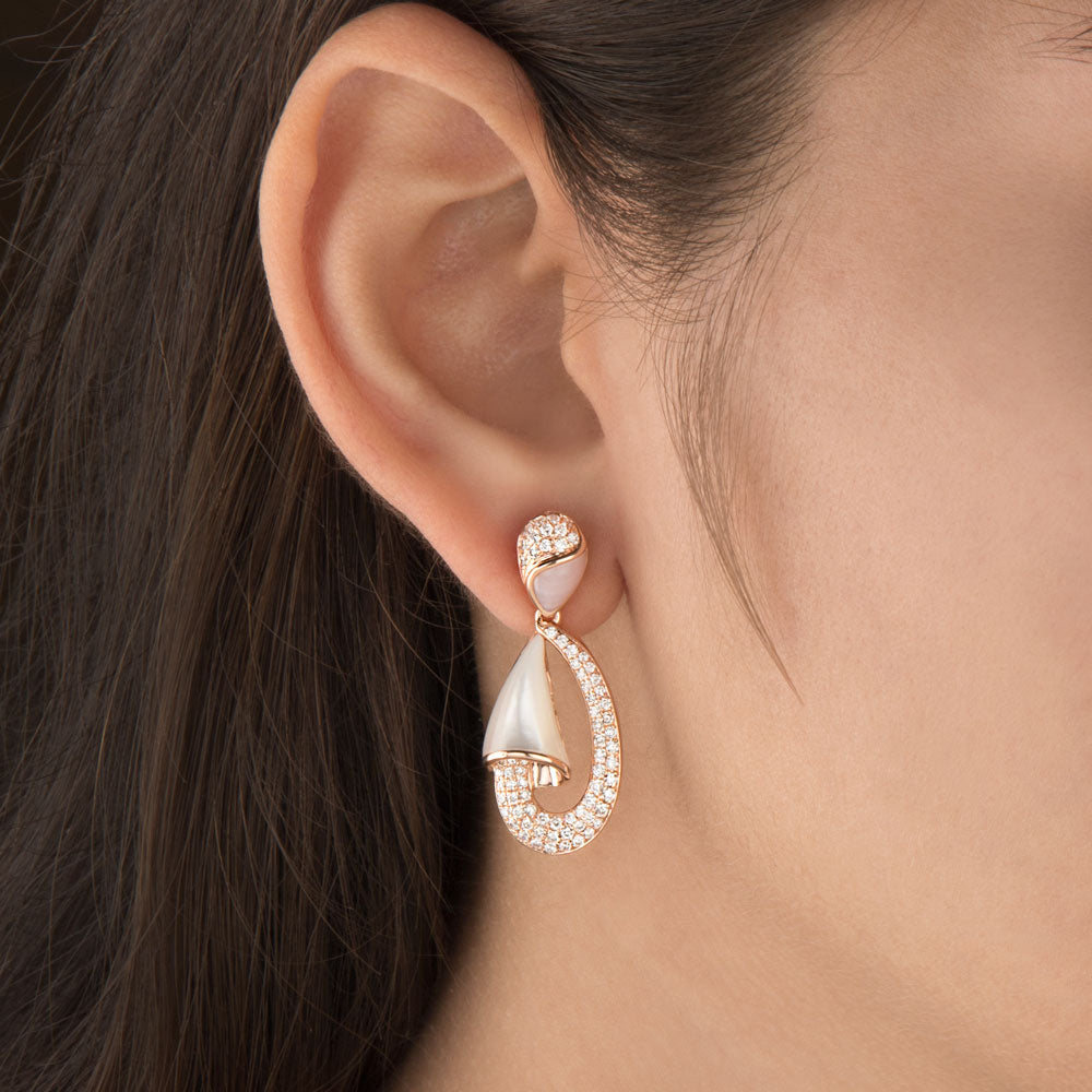 14K Rose Gold Diamond Earrings - 1.06ct VVS-VS-HI with Colour Stones