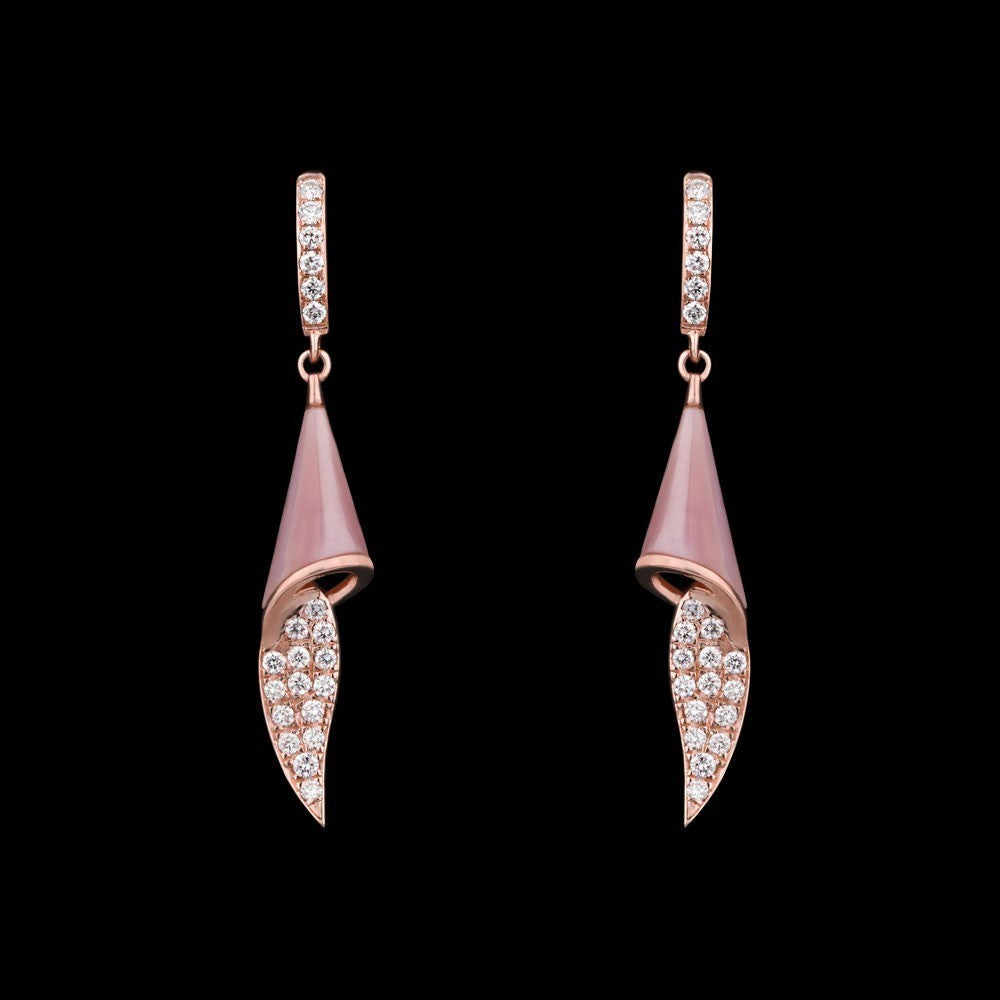 14K Rose Gold Diamond Earrings - 0.46ct SI-GH with Colour Stones