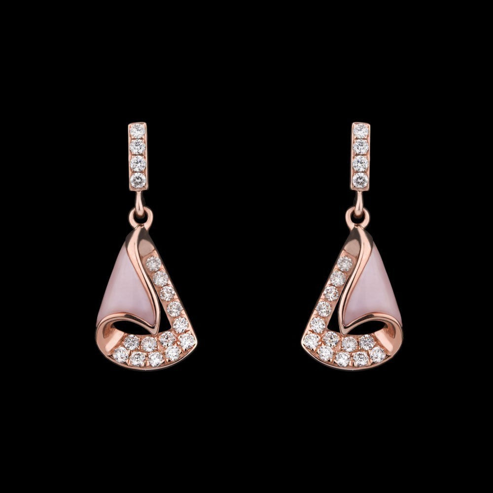 14K Rose Gold Diamond Earrings - 0.42ct SI-GH with Colour Stones