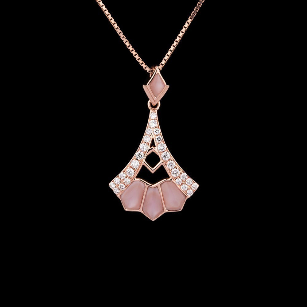 14K Rose Gold Diamond Pendant - 0.31ct SI-GH with Colour Stones