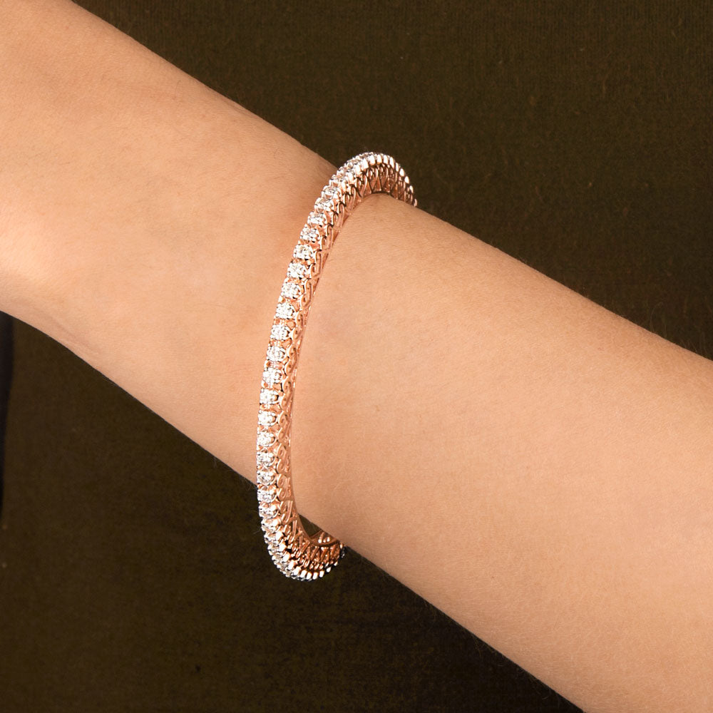18K Rose Gold Diamond Bangle - 7.17ct VVS-VS-GH