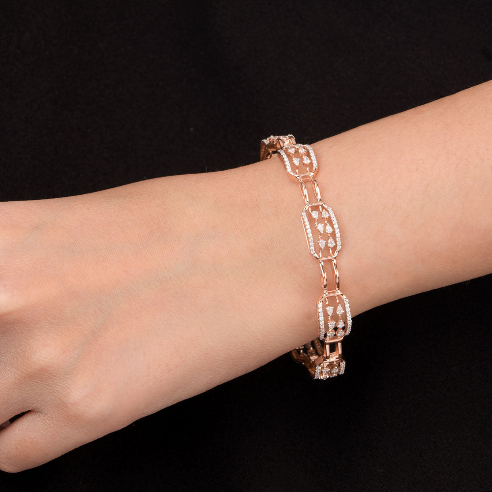 14K Rose Gold Diamond Bangle - 2.084ct VVS-EF