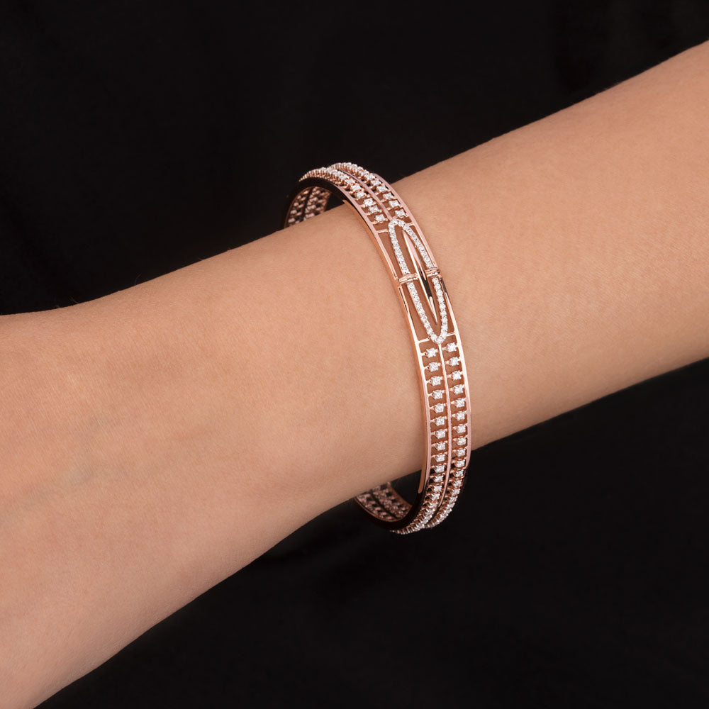18K Rose Gold Diamond Bangle - 1.706ct VVS-VS-GH
