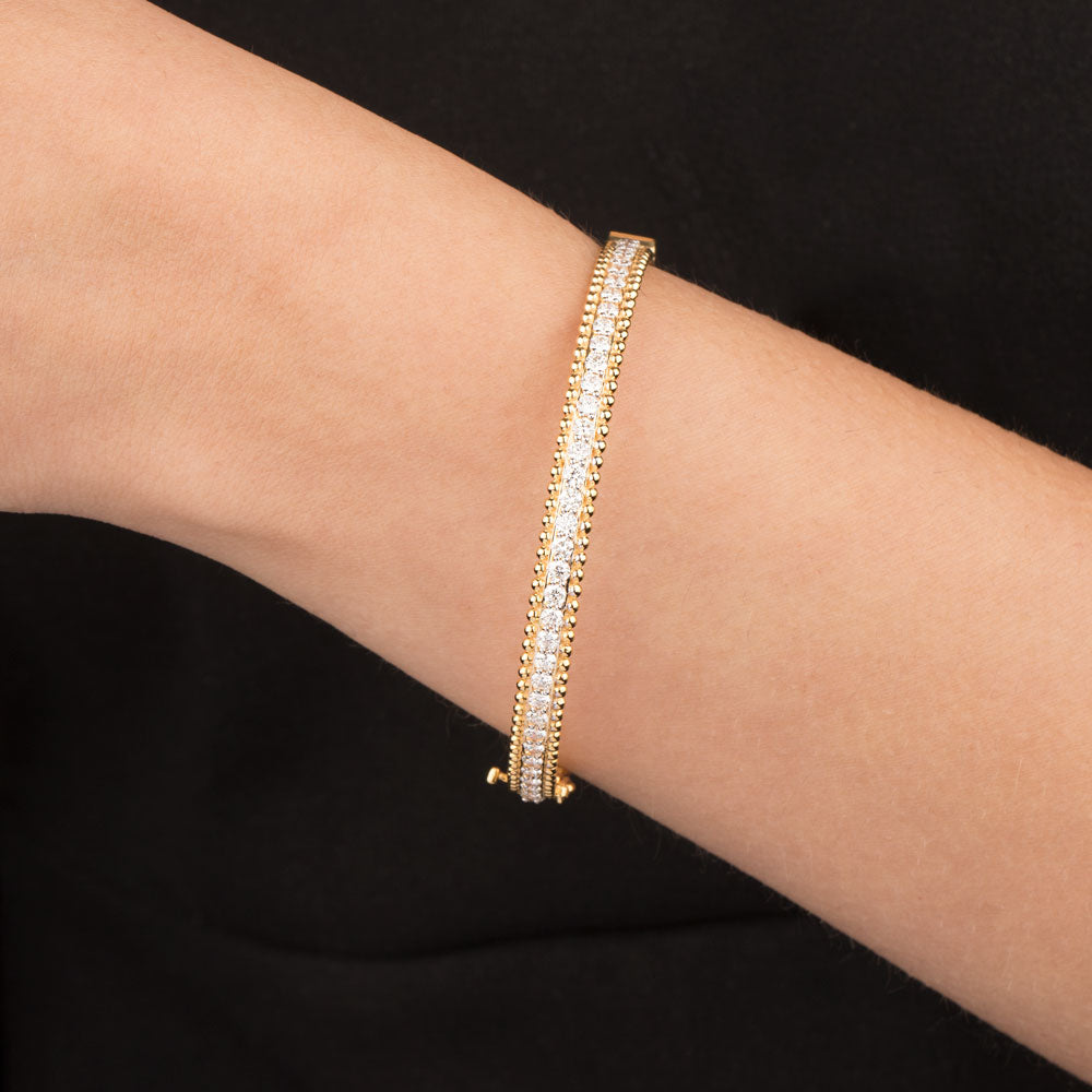 18K Rose Gold Diamond Bangle - 3.59ct VVS-VS-IJ