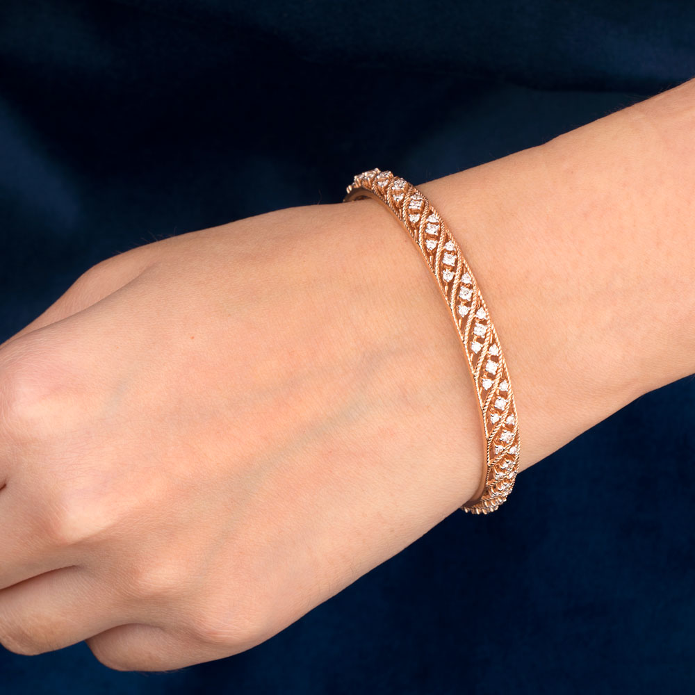 18K Rose Gold Diamond Bangle - 2.221ct VVS-VS-GH