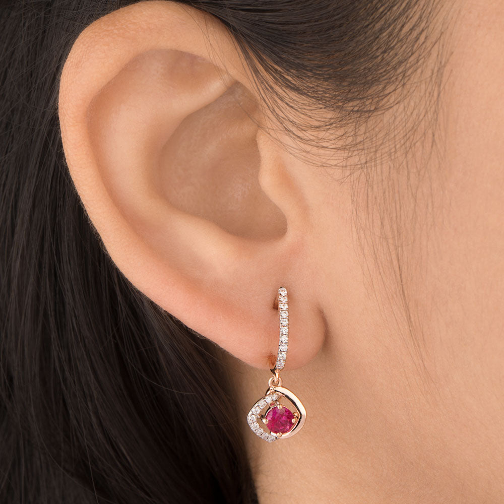18K Rose Gold Diamond Earrings - 0.238ct VVS-VS-GH with Colour Stones