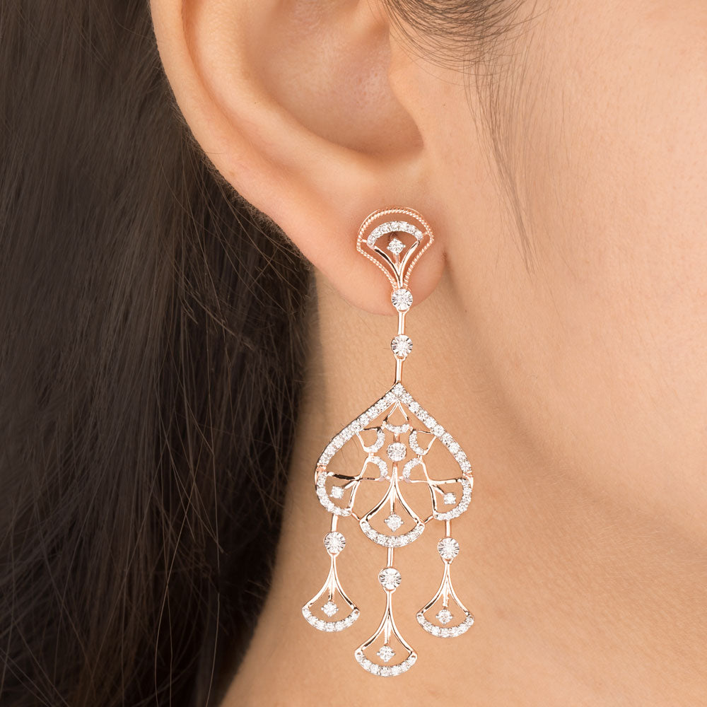 18K Rose Gold Diamond Earrings - 1.167ct VS-SI-FG