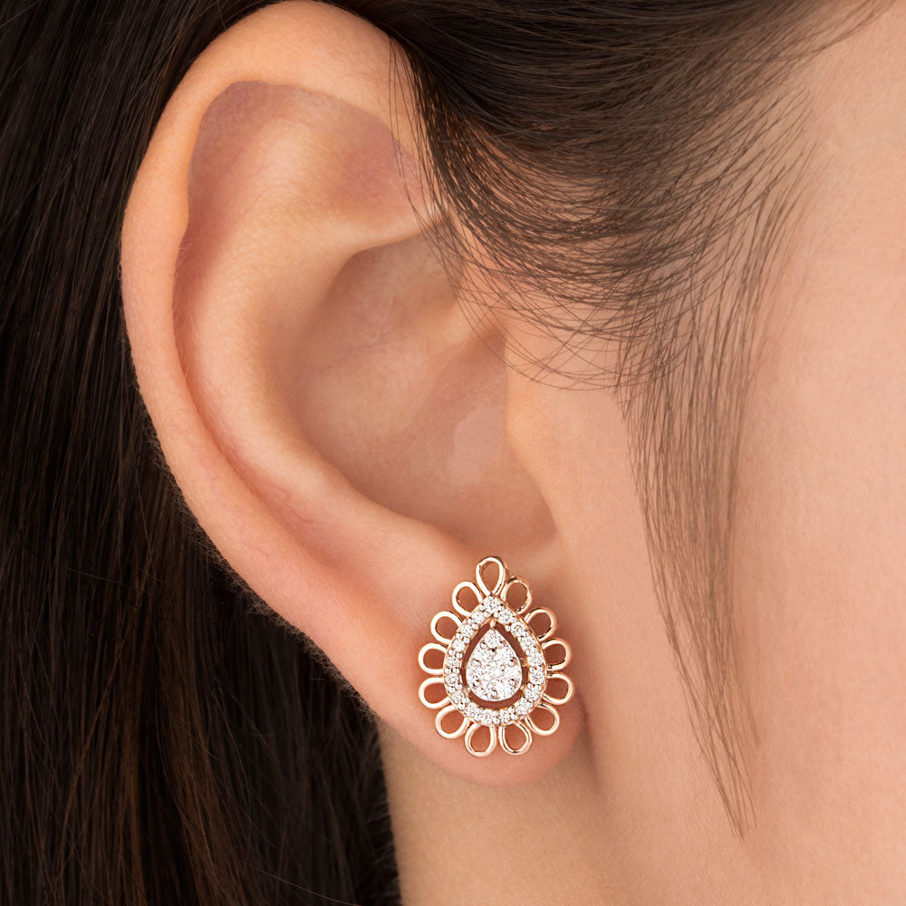 14K Rose Gold Diamond Earrings - 0.309ct VS-GH
