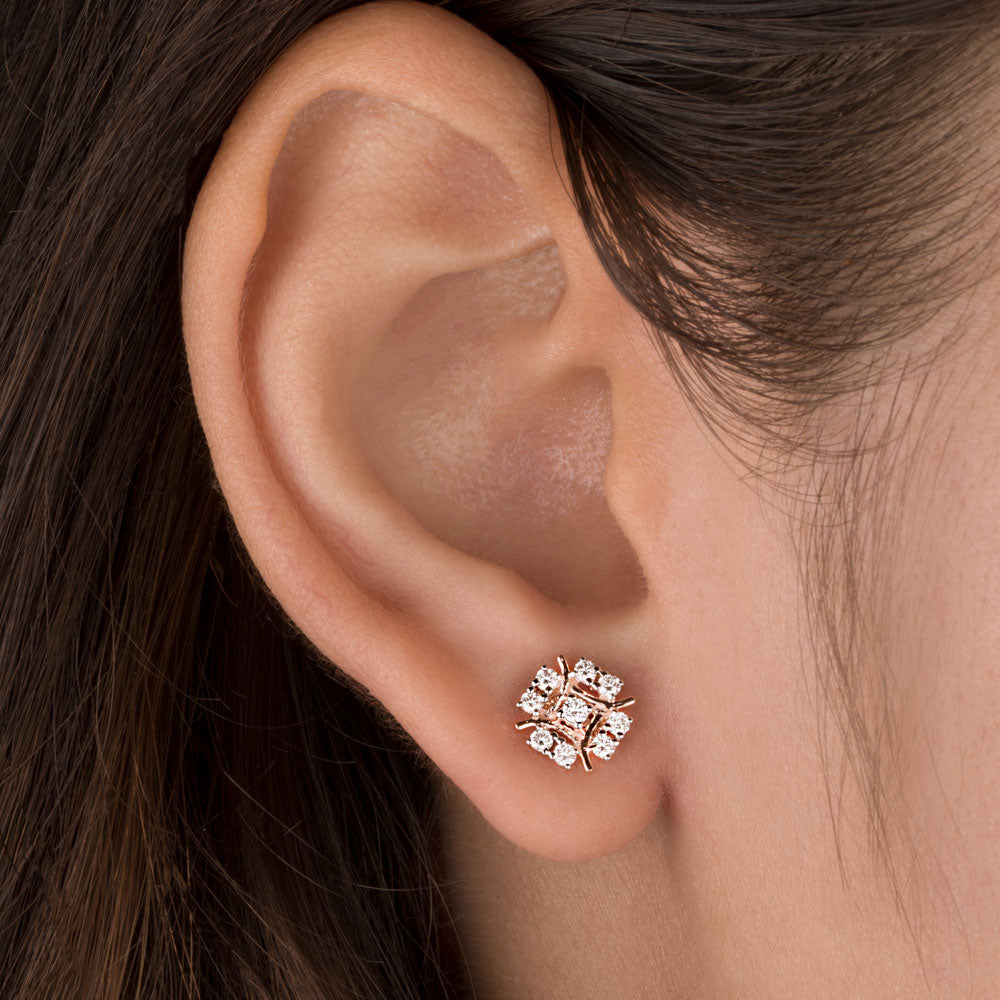 14K Rose Gold Diamond Earrings - 0.3ct VS-SI-HI