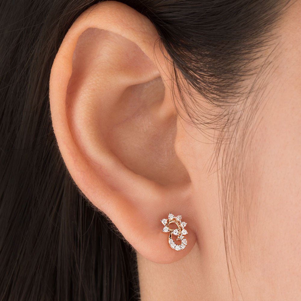 18K Rose Gold Diamond Earrings - 0.151ct VS-SI-EF