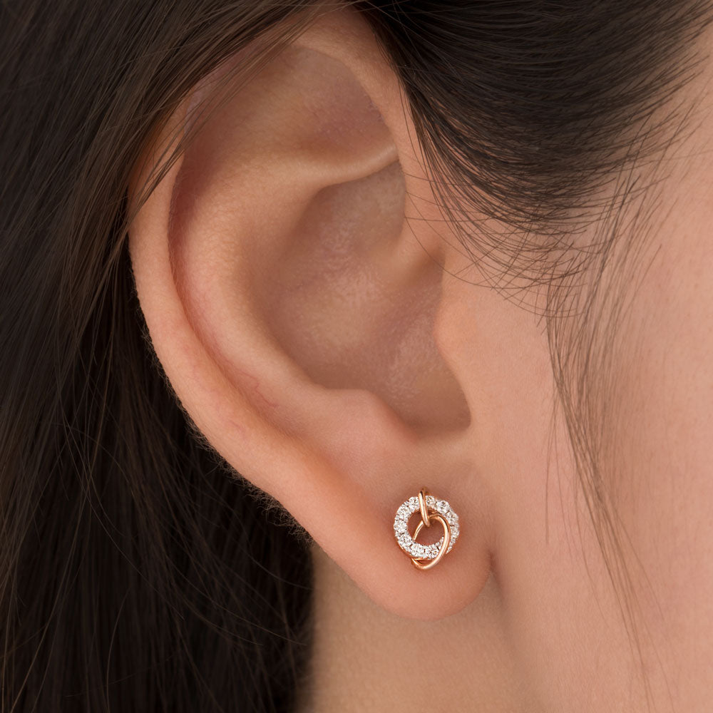 18K Rose Gold Diamond Earrings - 0.178ct VS-SI-HI