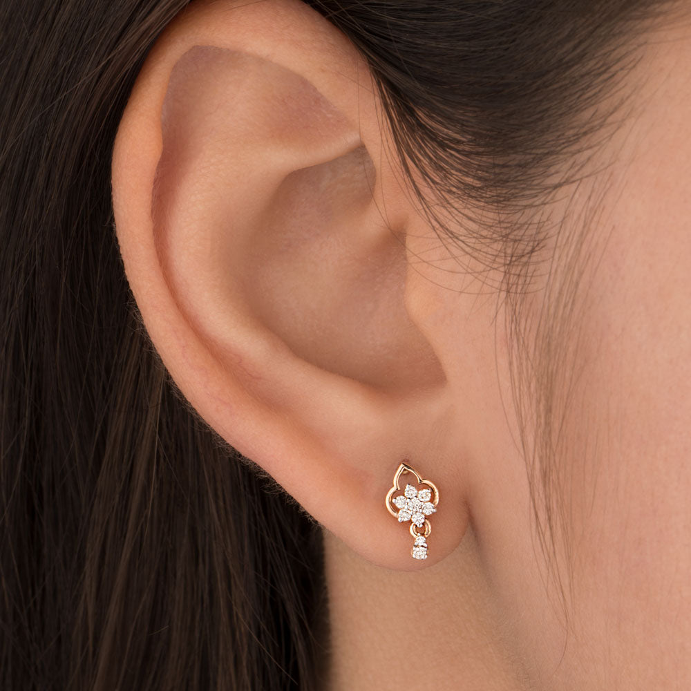 18K Rose Gold Diamond Earrings - 0.134ct VVS-VS-IJ