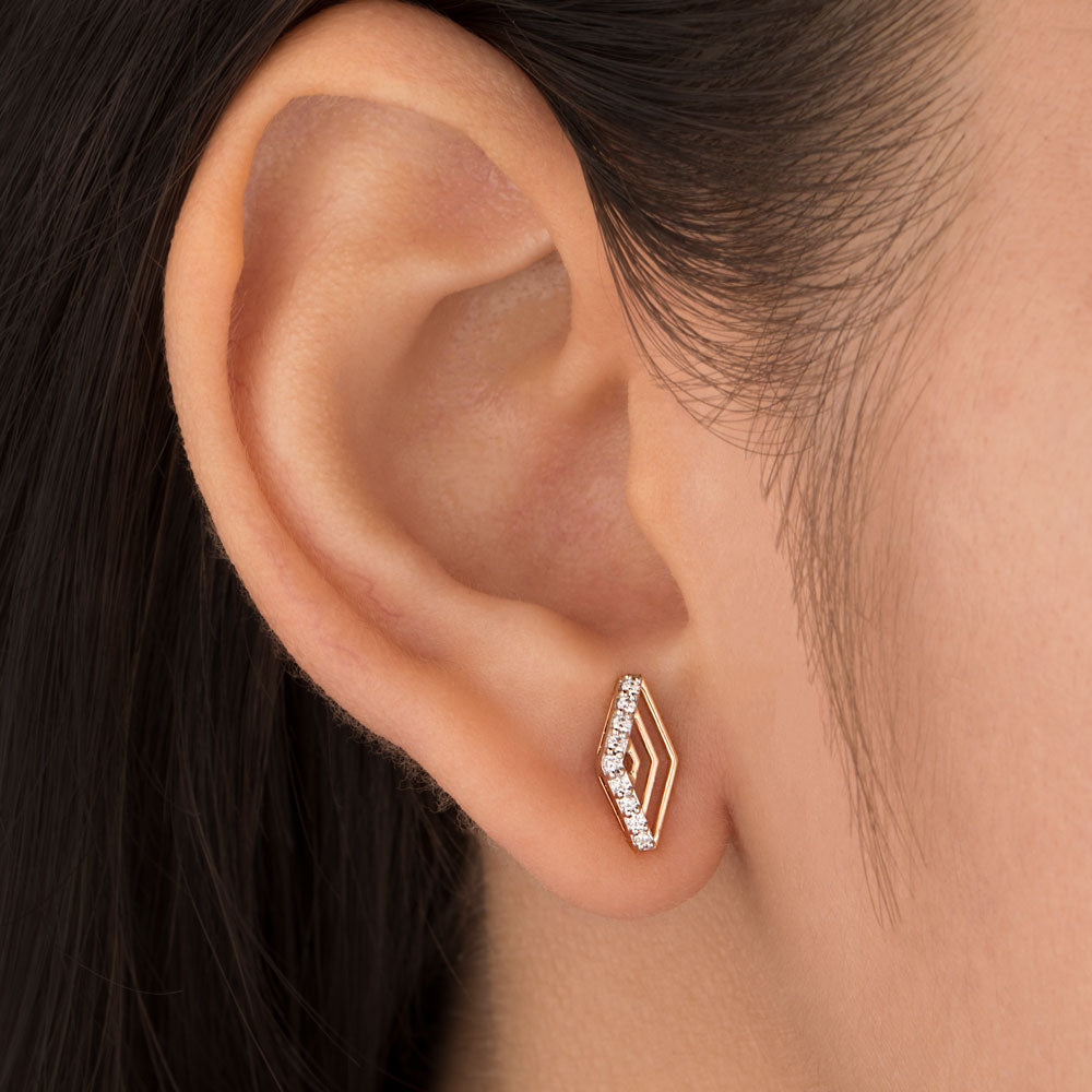 18K Rose Gold Diamond Earrings - 0.129ct VS-SI-FG