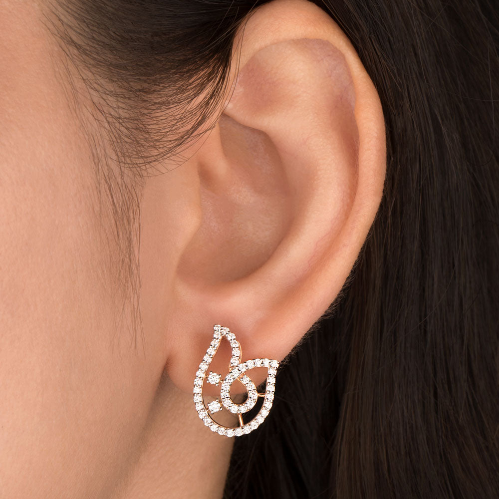 18K Rose Gold Diamond Earrings - 0.703ct VS-SI-FG
