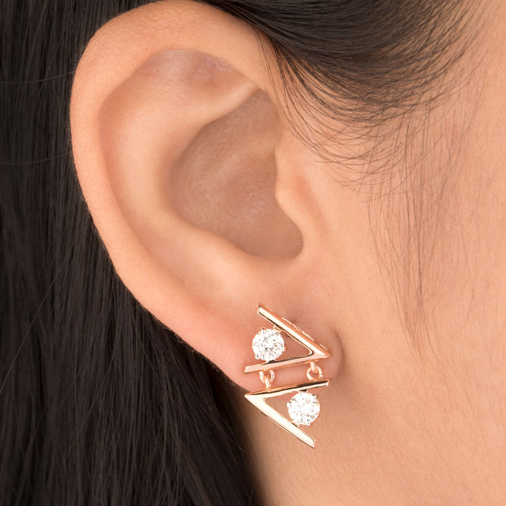18K Rose Gold Diamond Earrings - 1.214ct VS-SI-JK