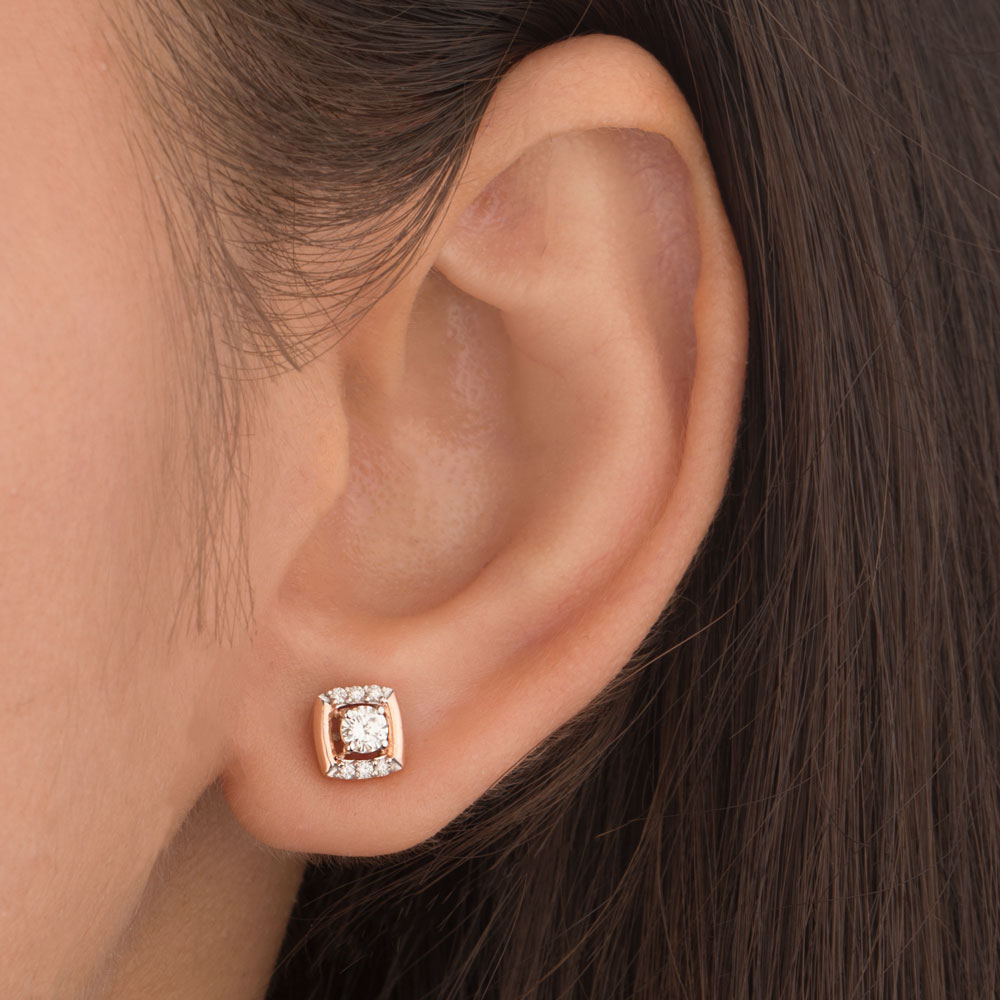 18K Rose Gold Diamond Earrings - 0.331ct VVS-VS-IJ